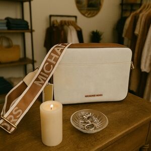 Michael Kors Tan and Cream Men's Messenger Bag